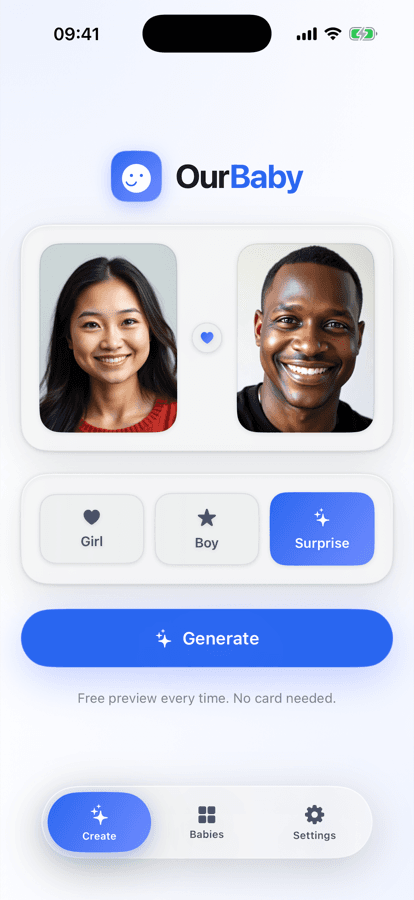 Add both parents' photos in the OurBaby app